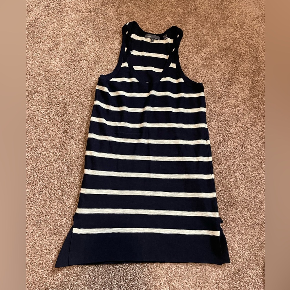 Vince Blue and White Striped Tank XS